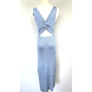 Freshman1996 Womens Ribbed Knit Knot Cut Out Maxi Dress XL Blue Summer Coastal